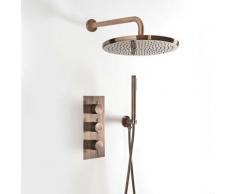 Amara - Kit de Douche Thermostatique Avec Mitigeur Pommeau et Douchette - Cuivre Brossé - Hudson