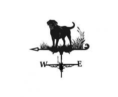 Girouette vintage en métal - Motif animal - Noir - Indicateur de direction du vent - Pour jardin,
