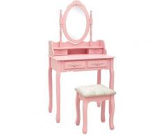 Ensemble de coiffeuse avec tabouret Rose 75x69x140 cm Paulownia
