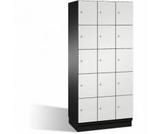 CP Armoire à casiers CAMBIO avec portes en acier - 15 casiers, largeur 900 mm - corps gris