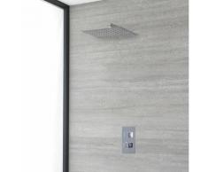 Kubix - Mitigeur de Douche Thermostatique Moderne à 1 Fonction avec Pommeau Mural Pluie Carré de 30