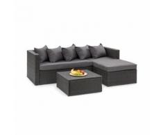 Blumfeldt Theia Lounge Salon de jardin complet polyrotin noir & gris foncé