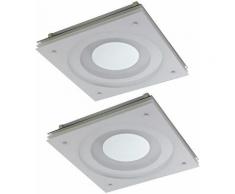 Lot de 2 plafonniers salle à manger luminaires cuisine verre satiné 1 vantail IP20