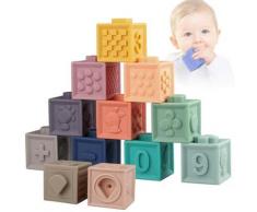 Cube Sensoriels Souples a Empiler - Cube d'activité Bébé - Jeux Eveil - Jouet Montessori Educatif