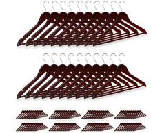 100x Cintres en bois, crochet 360°, cintres pour manteaux pantalons vêtements HxlxP: 23 x 44 x 1