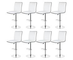 8 ×tabourets de bar réglables avec dossier chaise de bar pour cuisine blanc