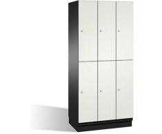 CP Armoire à casiers CAMBIO avec portes en acier et tringle - 6 casiers, largeur 900 mm - corps