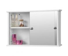 Armoire miroir pour salle de bain en bois avec étagère blanc - Blanc