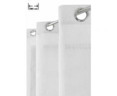 Voilage Grande Largeur 280 x 240 cm à Oeillets Effet Lin Irisé Blanc avec Fil Lurex Argenté - Blanc