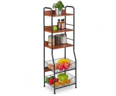 Relaxdays Étagère de cuisine, 5 niveaux, paniers à fruits & à légumes, pour accessoires, étroit,