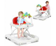 Costway - Trotteur Youpala Bébé 2-en-1 Evolutif 3 Hauteurs Réglage Pliable Musique et Lumineux