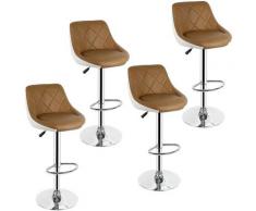 4 Tabourets de Bar Simili cuir Accoudoirs pour Comptoir Bistrot Cuisine