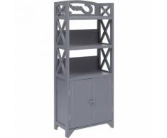 Hommoo Armoire de salle de bain Gris 46x24x116 cm Bois de Paulownia