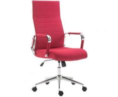 Décoshop26 - Fauteuil de bureau en tissu rouge avec assise rembourrée pivotant - rougeed