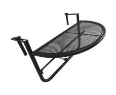 Outsunny - Table suspendue pour balcon dim. 60L x 45l cm hauteur réglable 3 niveaux métal époxy noir