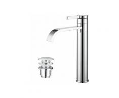 Robinet Salle de Bain Cascade et Bonde Pop-up avec Trop-plein Automatique Set Mitigeur de Lavabo