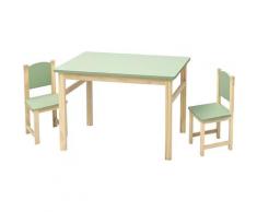 1 Table et 2 Chaises Enfant en MDF et Bois 80x47x55 cm . Vert + Chêne - Woltu