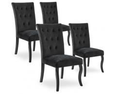 Lot de 4 chaises capitonnées Chaza Velours Noir