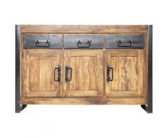 Made In Meubles - Enfilade Vintage en bois d'acacia foncé - Metal noir