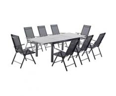 Ravenne 8. Salon de jardin en aluminium 8 places gris