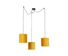 QAZQA cava - Suspension avec abat-jour Rustique - 3 lumière - Ø 850 mm - Jaune - Rustique