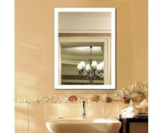 Miroir Salle de Bain Miroir Mural 70*50CM en Mercure Nouvelle Génération Anti-Brouillard Bouton