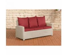 Canapé 3 places Fisolo 5 mm polyrotin rond rond/blanc perle Rouge rubin