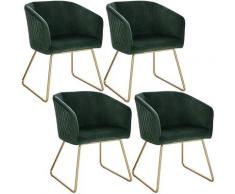 WOLTU Lot de 4 Chaise de Salle à Manger Siège en Velours Chaise de Cuisine Pieds en métal doré