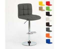 Tabouret pour bar cuisine fixe tournant réglable avec dossier et repose-pied ATLANTA | Gris