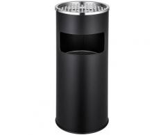 Cendrier extérieur design avec poubelle en acier inoxydable 30 litres noir - Argenté