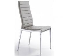 Chaise capitonnée design simili cuir et acier chromé Dina - Lot de 4 - Couleur Aqua 71 Gris clair