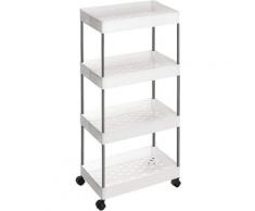 Desserte à roulettes, Chariot de Rangement, Étagère Roulante, 4 Niveaux, Gain de Place, pour Salle