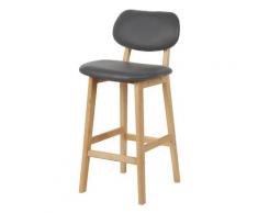 WYCTIN®2 Tabouret de Bar Lot de 2,Tabouret de Cuisine Design en Cuir Artificiel et Bois,GRIS