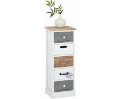 Chiffonnier SALVA commode 5 tiroirs en bois de paulownia style shabby chic vintage rustique blanc
