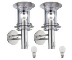 Set de 2 appliques, façades, lampes en acier inoxydable, détecteurs de mouvement dans un ensemble