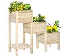 Jardinière sur pieds carré potager 3 étages dim. 125L x 45l x 108H cm inserts d'irrigation étagère