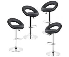 Oobest - Tabouret de bar lot de 4 en cuir artificiel avec poignée réglage en hauteur 82cm -102cm