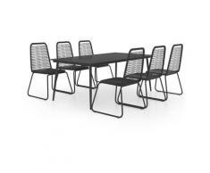 True Deal - Salon de jardin 7 pcs Rotin PVC Noir