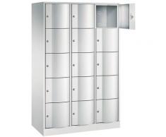CP Armoire à casiers verrouillables - h x l x p 1950 x 1150 x 540 mm, 15 casiers - gris clair RAL