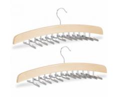 2x Porte cravates cintre porte cravate 24 rangement armoire homme ceinture crochet 360° bois,