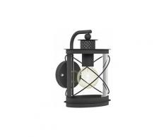 Applique pendante rustique ronde Hilburn H28 cm IP44 - Verre transparent - Noir - Noir