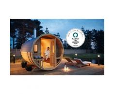 Finntherm - Sauna tonneau Sam naturel , 40 mm Épaisseur de paroi 220 x 280 cm - sans traitement de