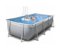 Piscine Hors-sol rectangulaire 395x265 H125 gris blanc avec accessoires Futura 400 - New Plast