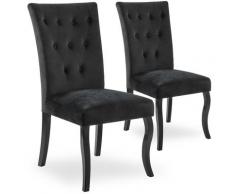 Lot de 2 chaises capitonnées Chaza Velours Noir