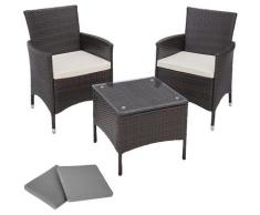 Tectake - Salon de jardin ATHENES - 2 Chaises Fauteuils et 1 Table en Résine Tressée structure