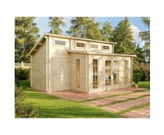 Carlsson - Abri de jardin Lausitz ISO avec annexe naturel , 40 mm Épaisseur paroi 590 x 477 cm