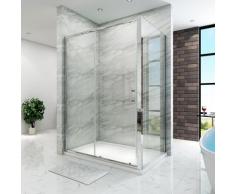 Cabine de douche - verre trempé - cadre en aluminium - porte coulissante extensible avec porte