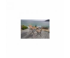 Table de jardin ou de balcon pliable - 2 places - Metal, bois et eucalyptus - L 70 x l 70 cm