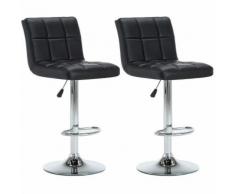 Chaise de bar pivotante 2 pcs Simili-cuir 44x50x115 cm Noir
