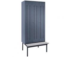 Certeo - Wolf Vestiaire avec banc monté en dessous, portes en tôle perforée - largeur compartiments